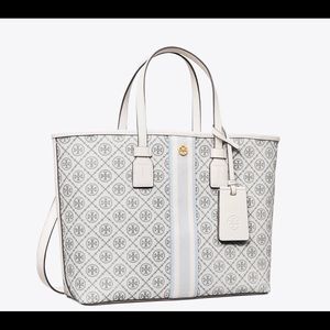 Tory Burch|T Monogram Coated Canvas Small Tote Bag